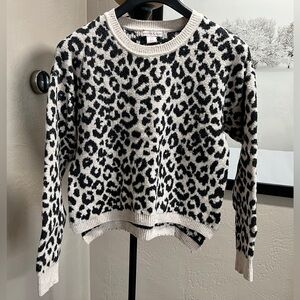 Sincerely Jules Leopard Print Cropped Knit Sweater Small